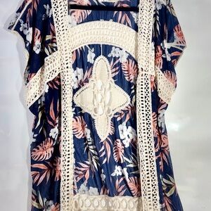 Floral Navy and Cream Cardigan